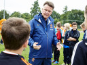 Louis Van Gaal talking to kids during ING Ball Boys and Girls Selection Day