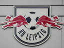 Logo of RB Leipzig at the wall of the practice centre at Cottaweg