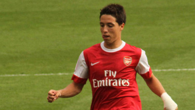 Samir Nasri playing for Arsenal vs AC Milan in the Emirates Cup in 2010